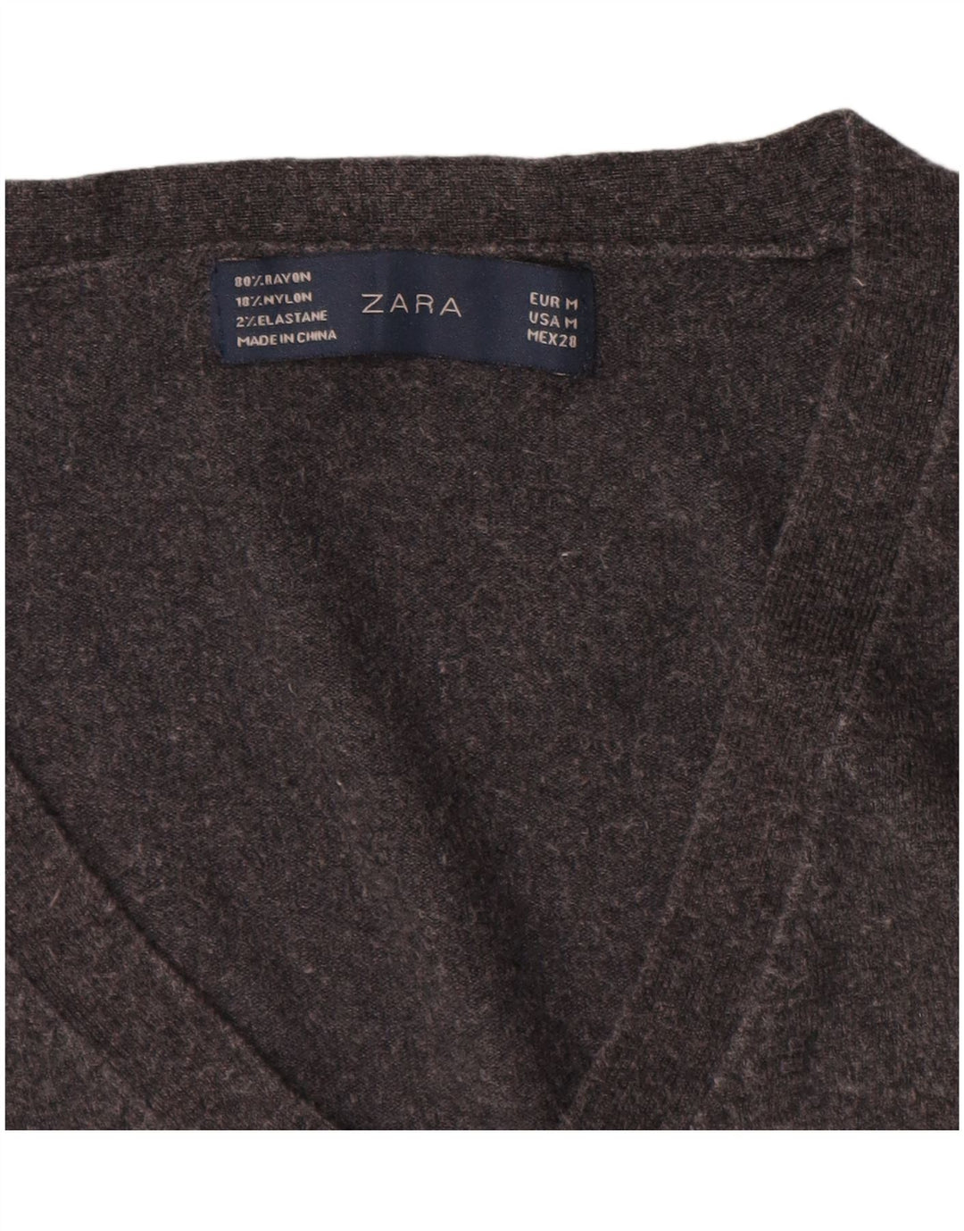 Maglione Zara da donna con scollo a V UK 12 Rayon grigio medio