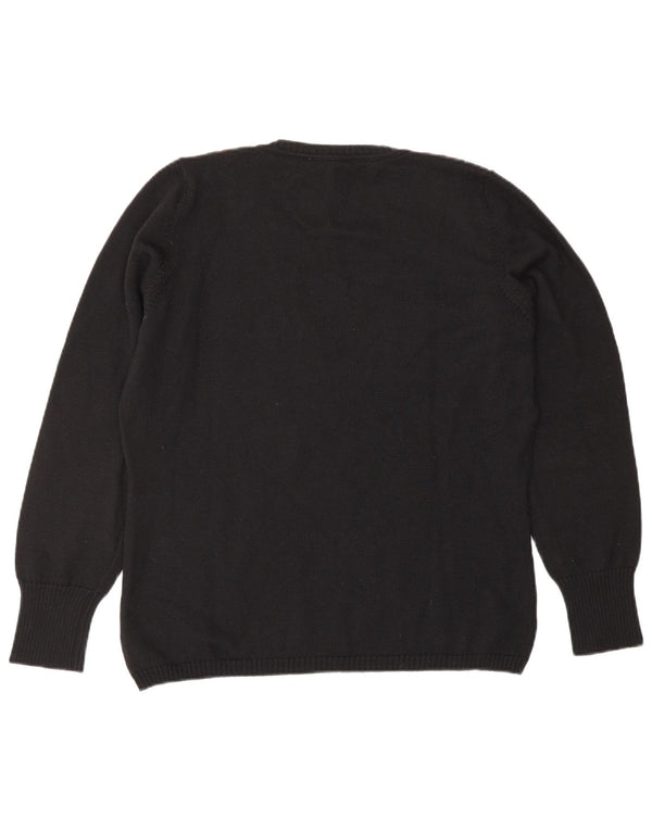 LUISA SPAGNOLI Maglione da donna con scollo a V UK 14 Large Nero