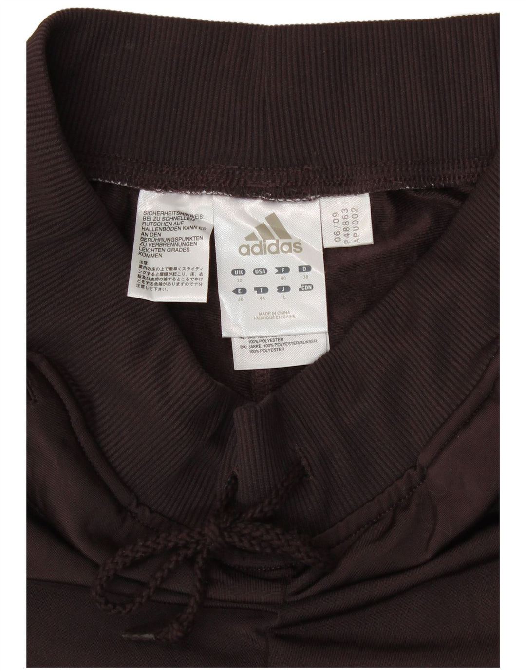 Pantaloni da tuta da donna Adidas UK 12 poliestere marrone medio