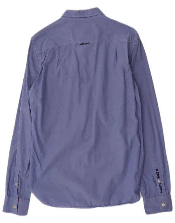 Camicia da uomo Superdry Small in cotone blu