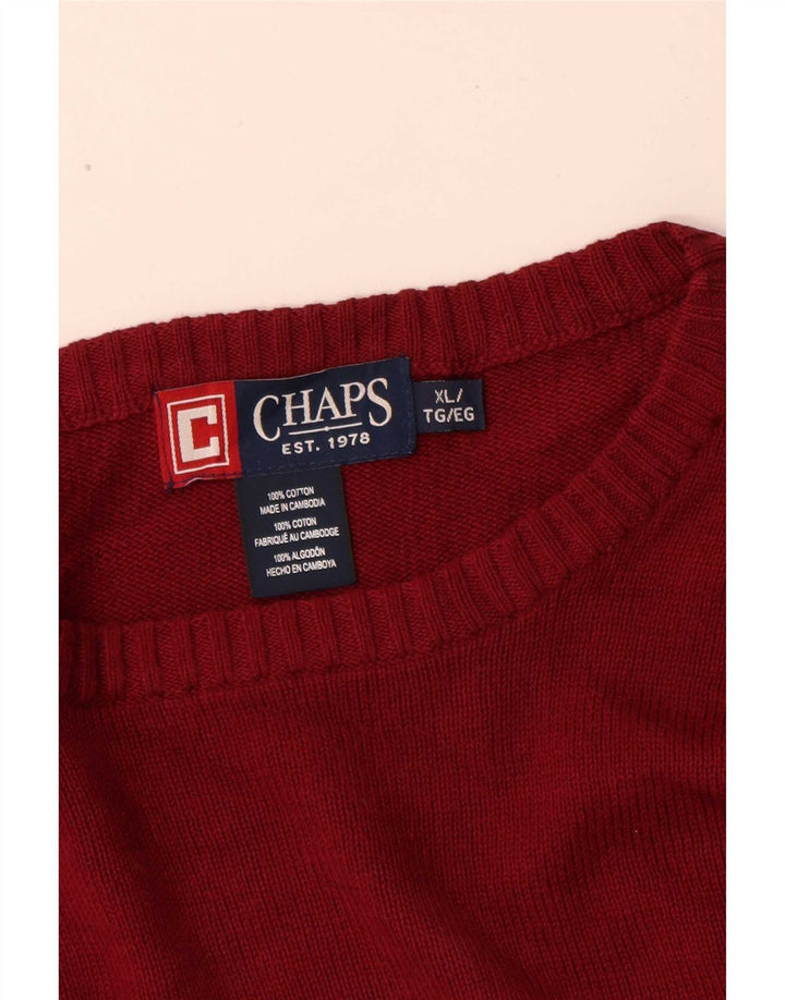 Chaps Uomo Maglione Girocollo Maglione XL Cotone a Righe Rosse