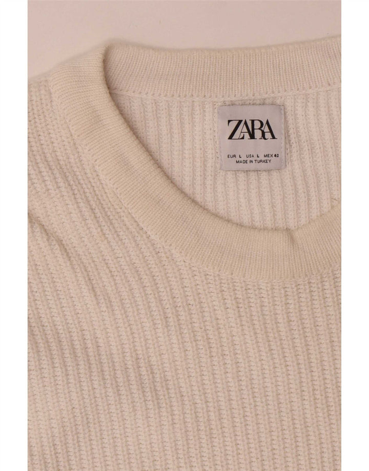 Maglione maglione girocollo da uomo Zara grande bianco