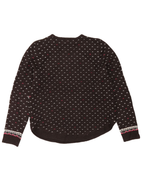 Maglione maglione con scollo a barca da donna Marks & Spencer UK 10 Small Black Fair Isle
