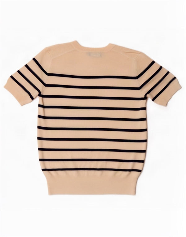 Maglione maglione con scollo a barca da donna Zara UK 18 XL a righe bianco sporco