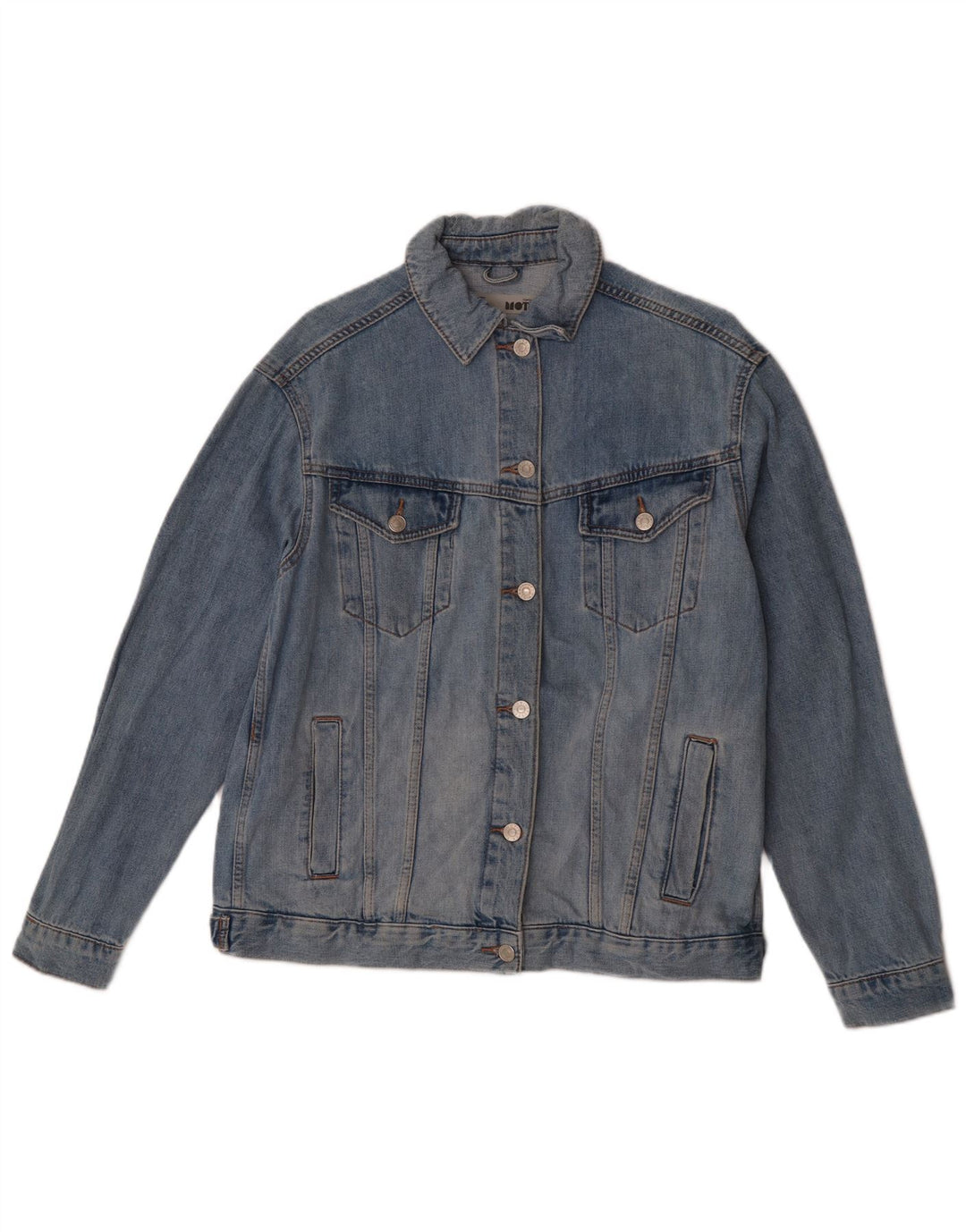Topshop Giacca di jeans oversize da donna UK 10 Small Blue Cotton