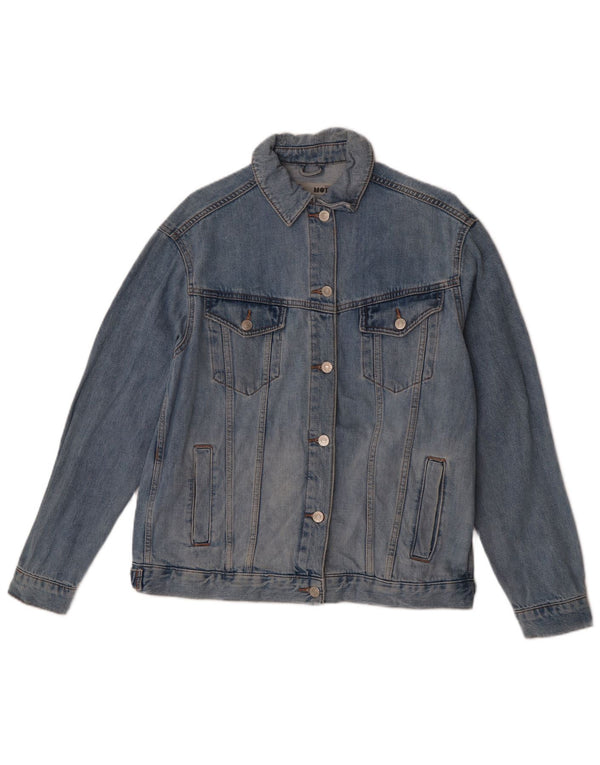 Topshop Giacca di jeans oversize da donna UK 10 Small Blue Cotton