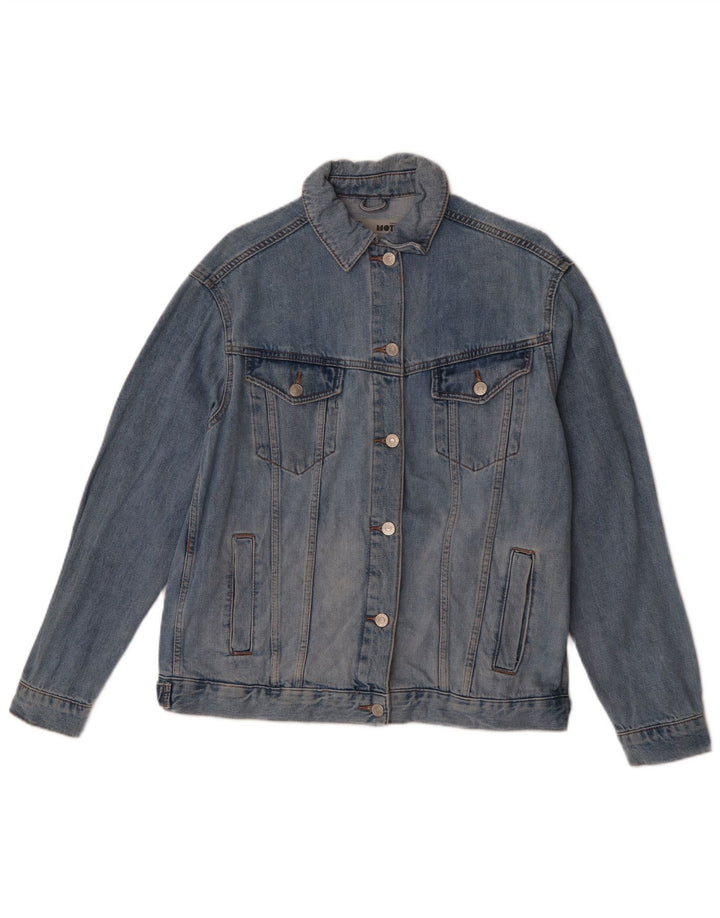Topshop Giacca di jeans oversize da donna UK 10 Small Blue Cotton