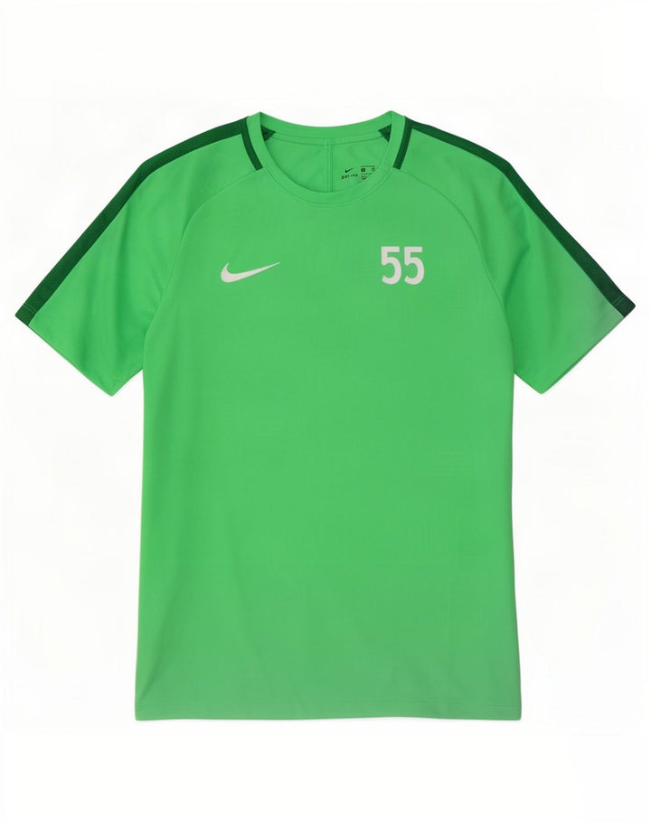 T-shirt grafica Nike Dri Fit da uomo, top in poliestere color block verde medio