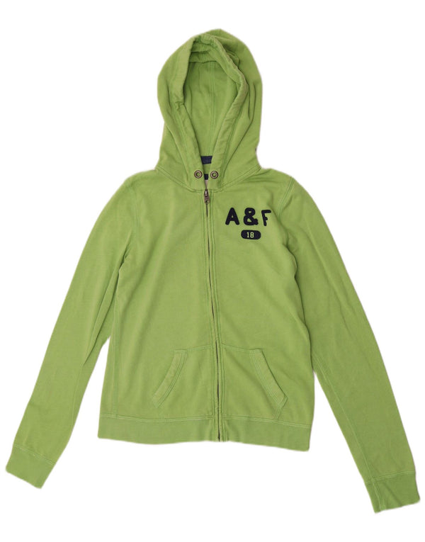 Maglione con cappuccio e zip grafica da donna Abercrombie & Fitch UK 14 Verde medio