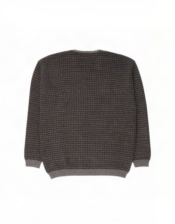 Maglione da uomo con scollo a V Jockey IT 52 Lana vergine a righe grandi grigie