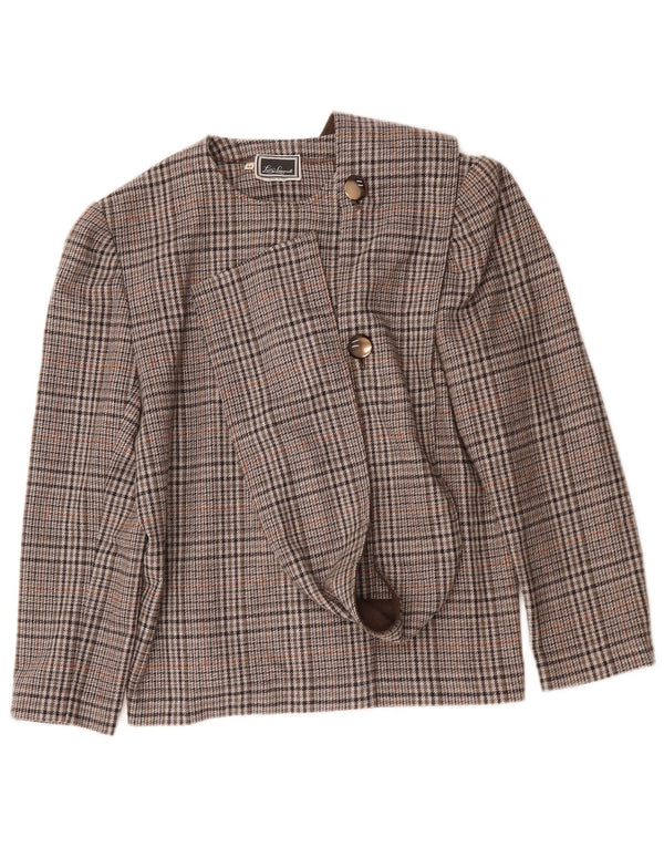 Luisa Spagnoli Womens 2 Button Blazer Jacket IT 44 Medium Brown Check Wool
