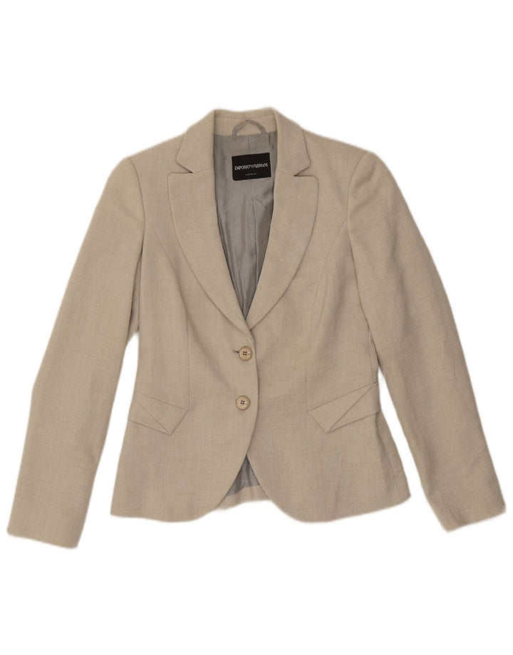 Giacca blazer a 2 bottoni da donna Emporio Armani IT 40 piccola poliestere grigio