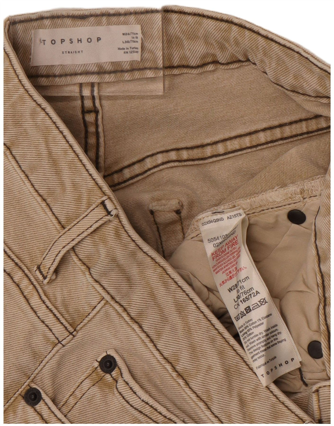 Jeans corti da donna Topshop W28 L25 cotone beige