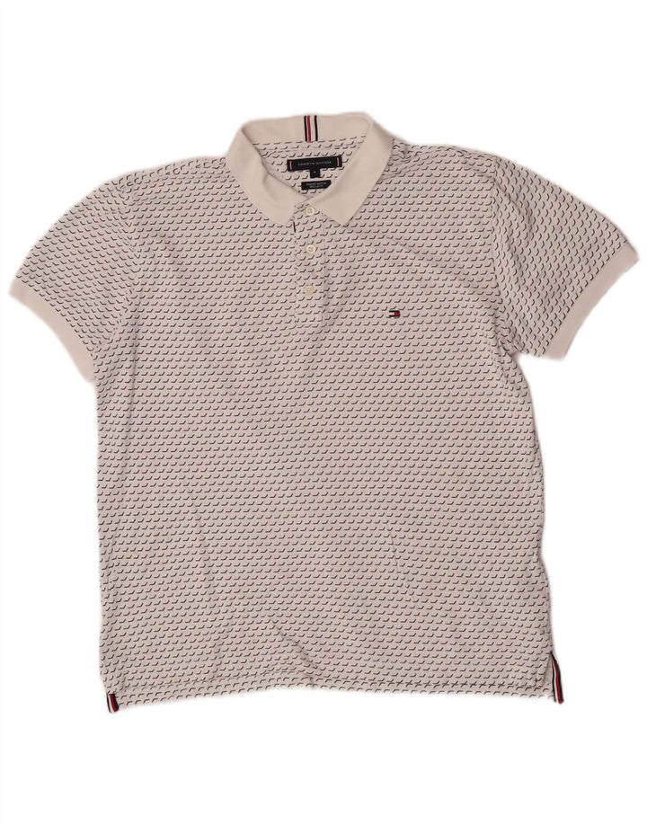 Polo da uomo vestibilità regolare Tommy Hilfiger cotone geometrico bianco medio