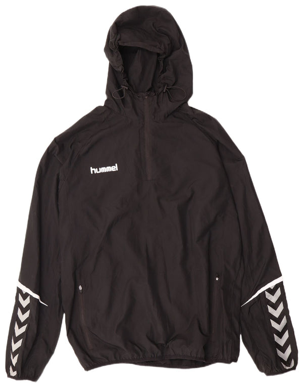 HUMMEL Mens Pullover Hooded Tracksuit Top Jacket Large Black Polyester