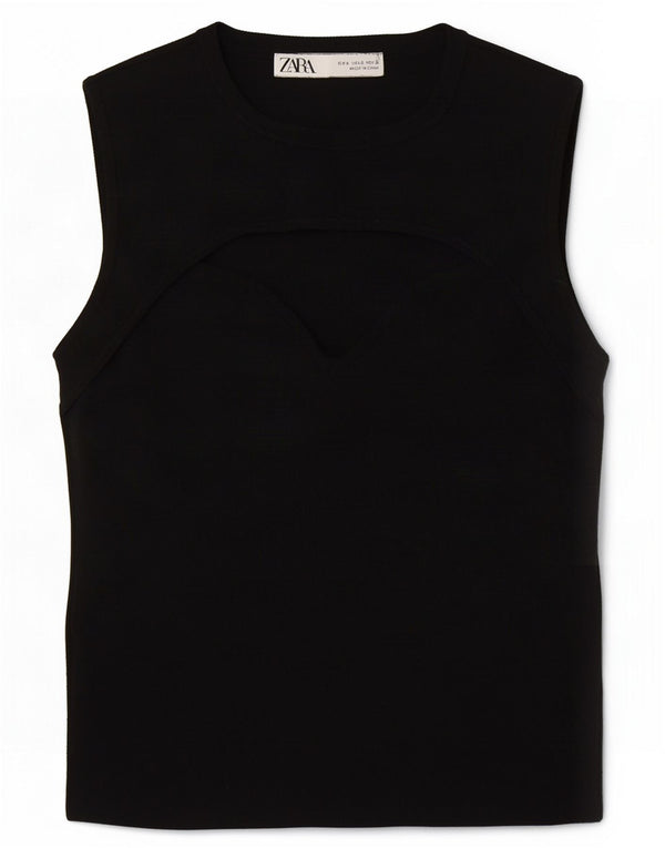 Canotta corta da donna Zara UK 8 piccola in poliestere nero