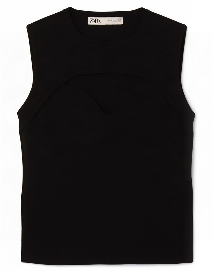 Canotta corta da donna Zara UK 8 piccola in poliestere nero
