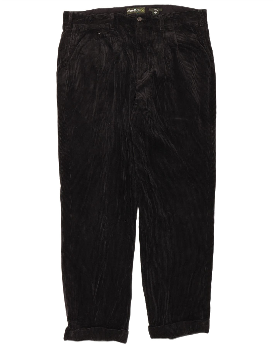 EDDIE BAUER Pantaloni alti da uomo in velluto a coste con vestibilità rilassata W40 L34 neri