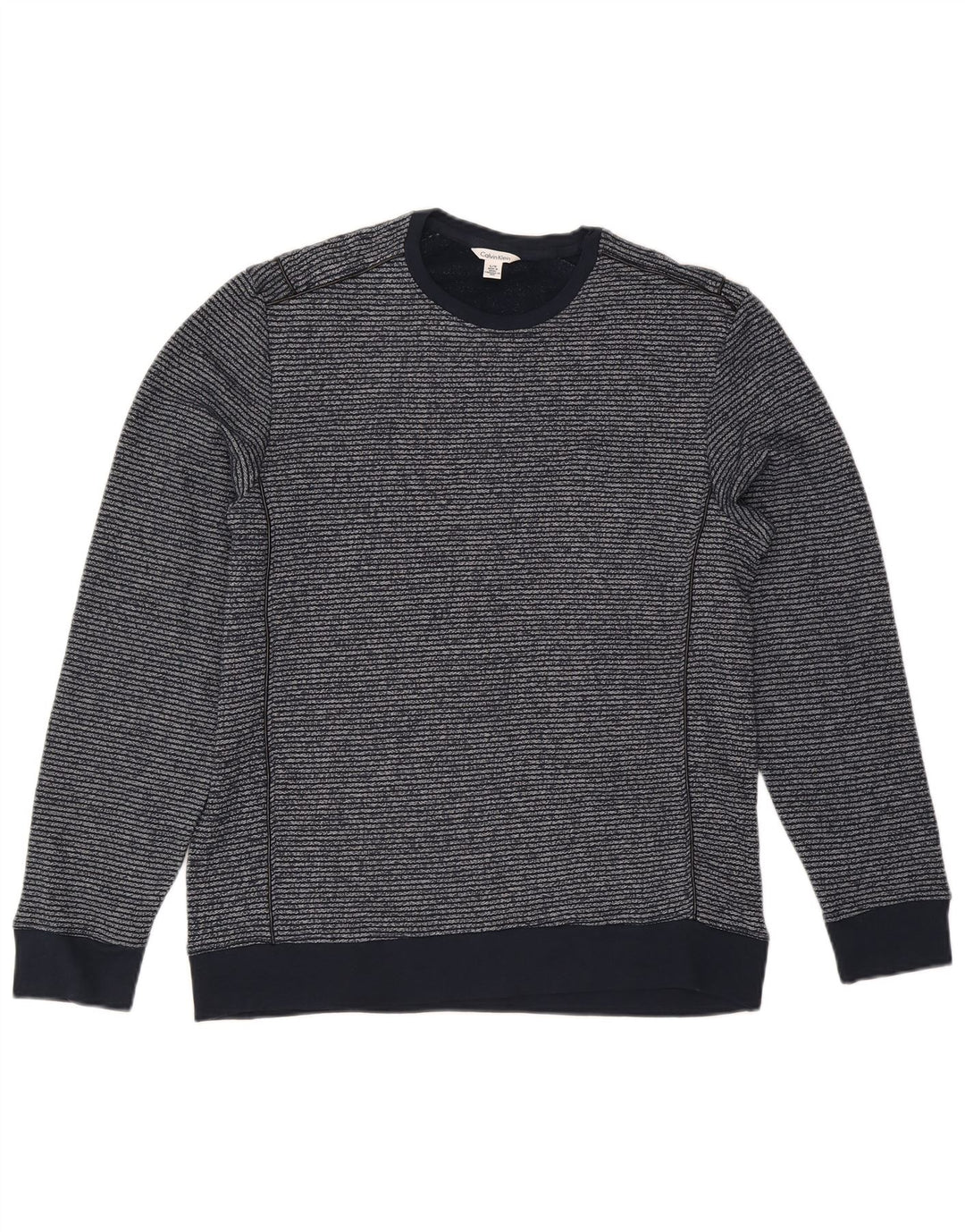 Calvin Klein Uomo Felpa Maglione Grande Blu Navy Gessato Cotone
