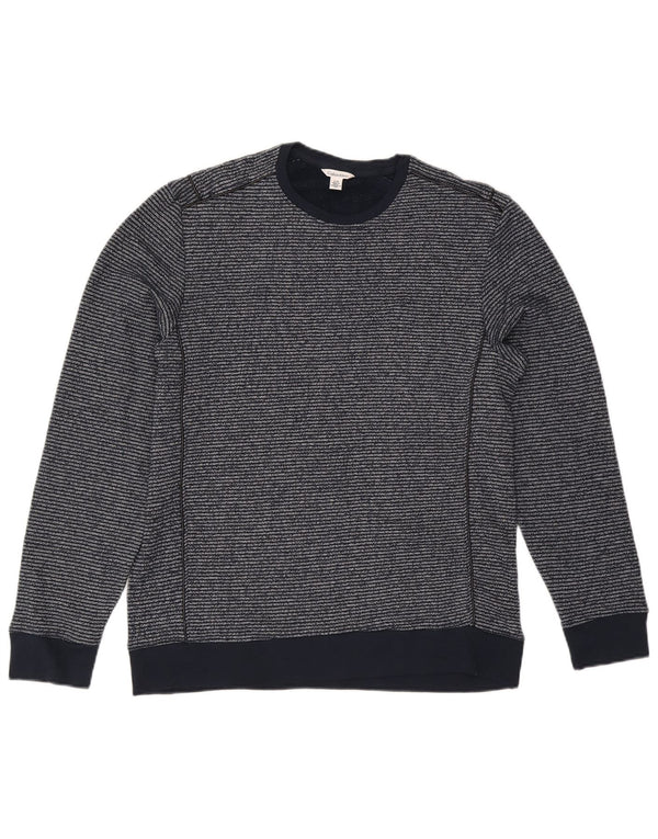 Calvin Klein Uomo Felpa Maglione Grande Blu Navy Gessato Cotone