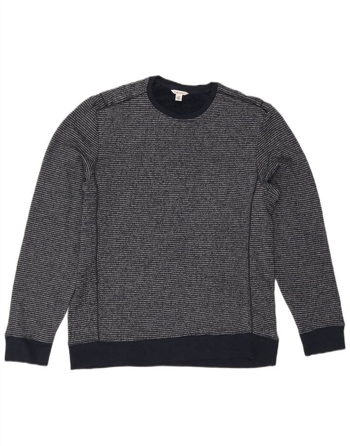 Calvin Klein Uomo Felpa Maglione Grande Blu Navy Gessato Cotone