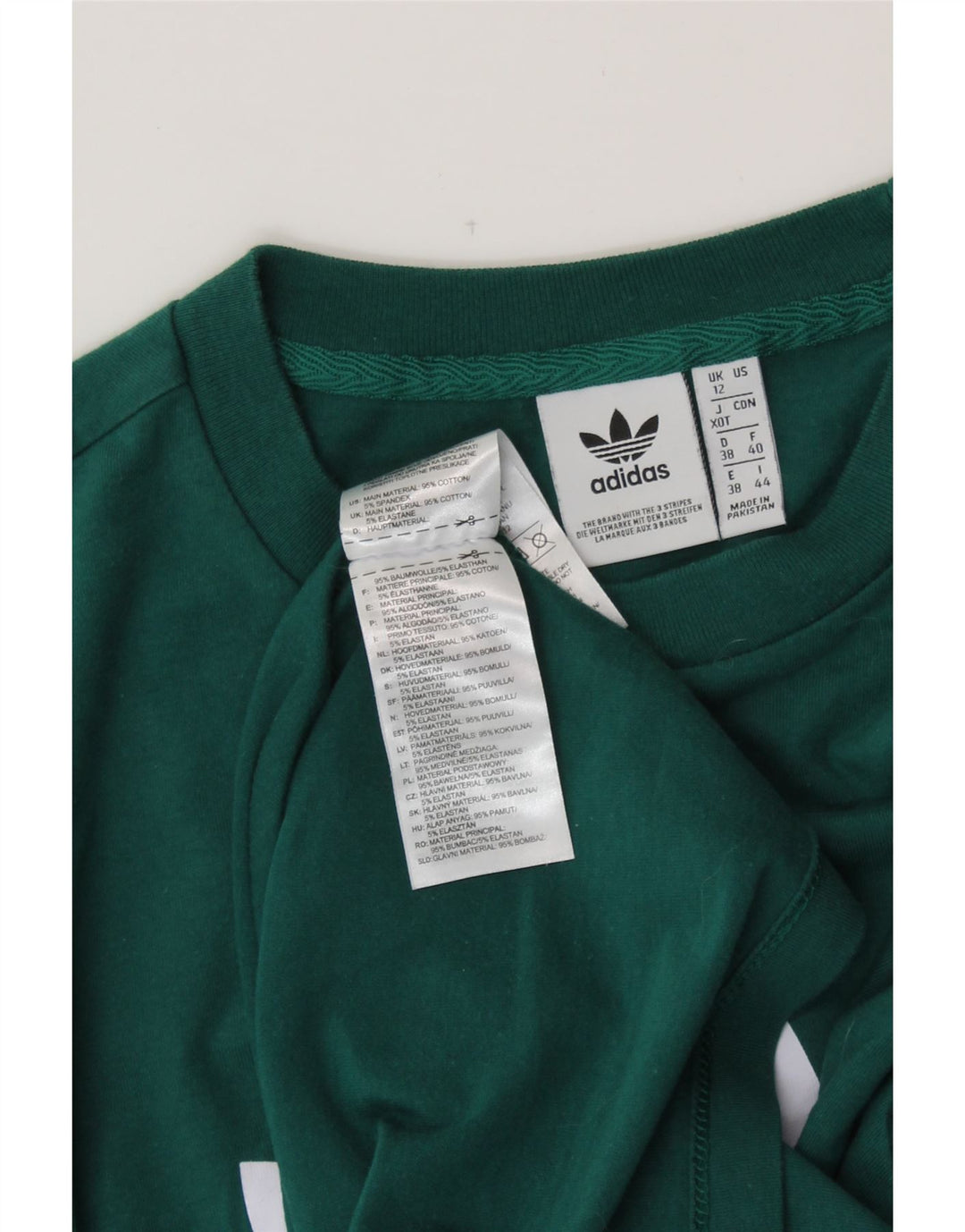 T-shirt grafica da donna ADIDAS Top UK 12 cotone verde medio