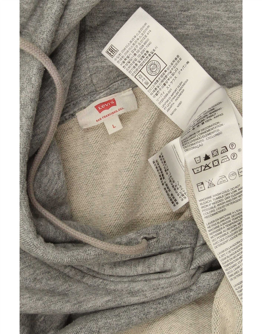 Maglione con cappuccio da uomo Levi's grande in cotone chiazzato grigio