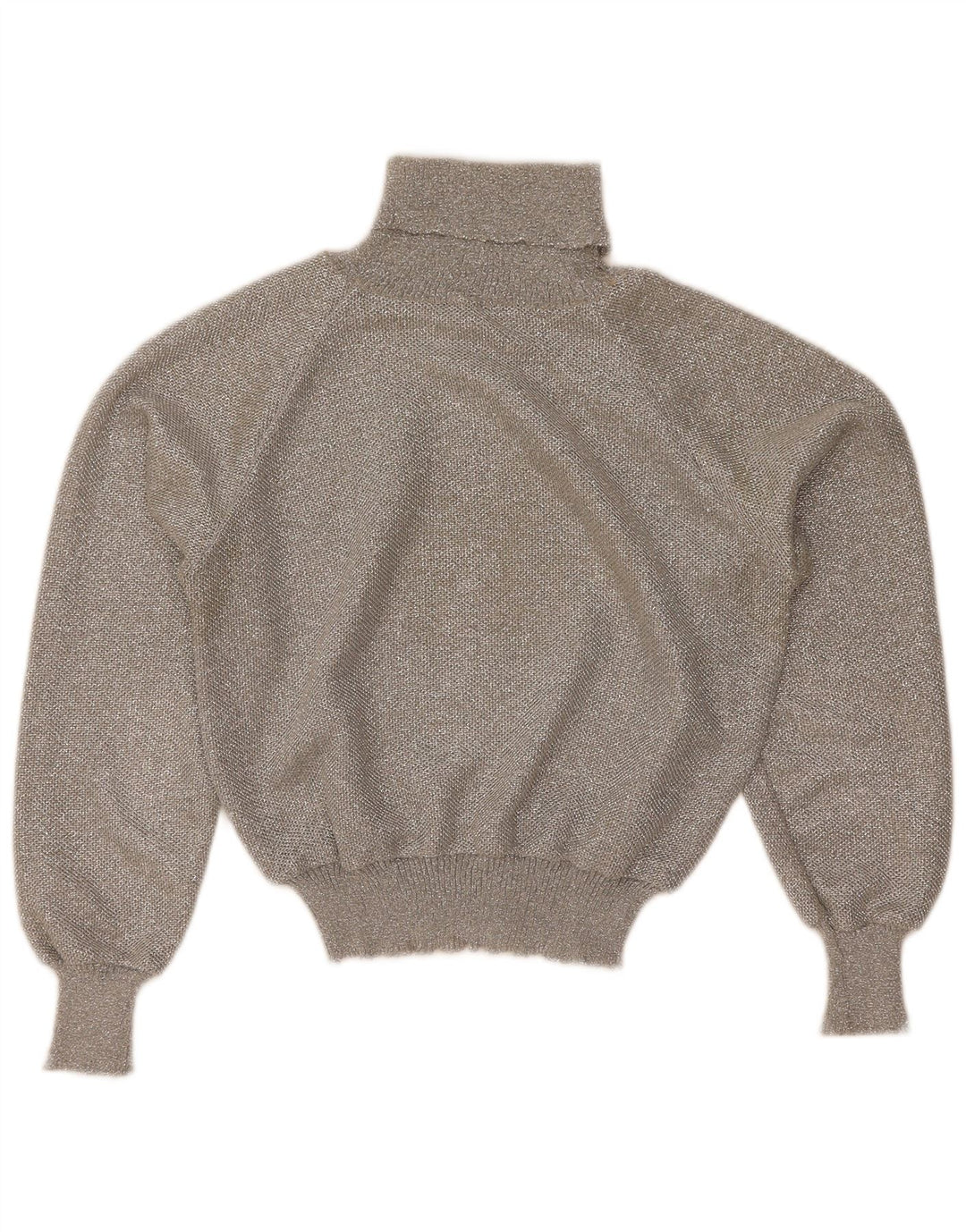 Maglione maglione vintage da donna con collo alto corto UK 12 Grigio medio
