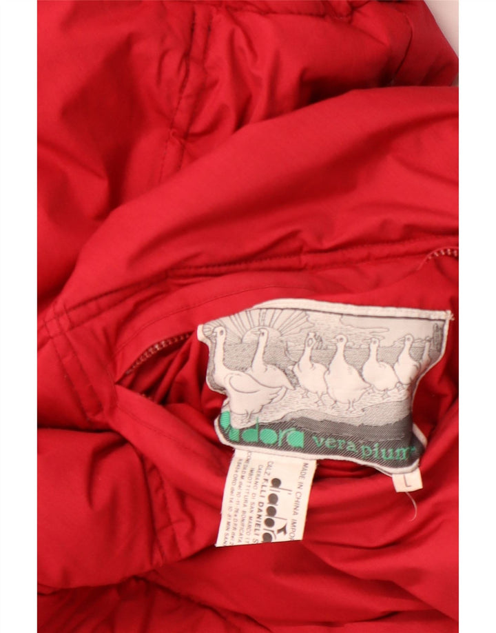 DIADORA Giacca imbottita reversibile da donna vestibilità ampia UK 16 Large Rossa