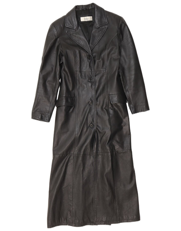 Cappotto in pelle vintage da donna UK 12 medio nero