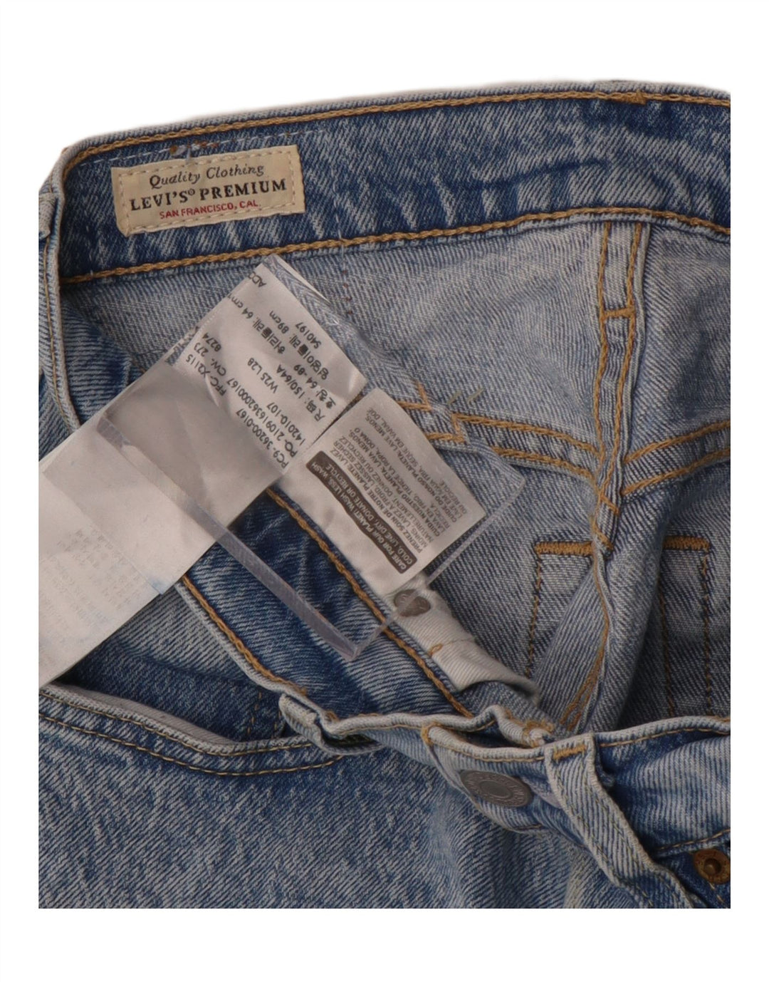Jeans dritti a vita alta da uomo Levi's W25 L28 cotone blu
