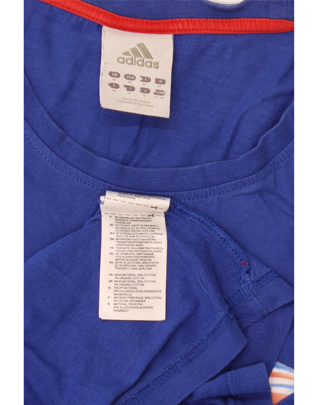 T-shirt grafica da uomo Adidas Top in cotone blu medio