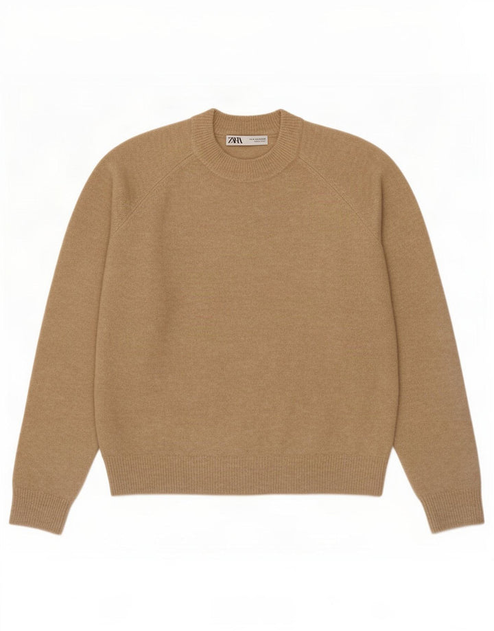 Maglione maglione girocollo da donna Zara UK 14 Poliammide beige medio