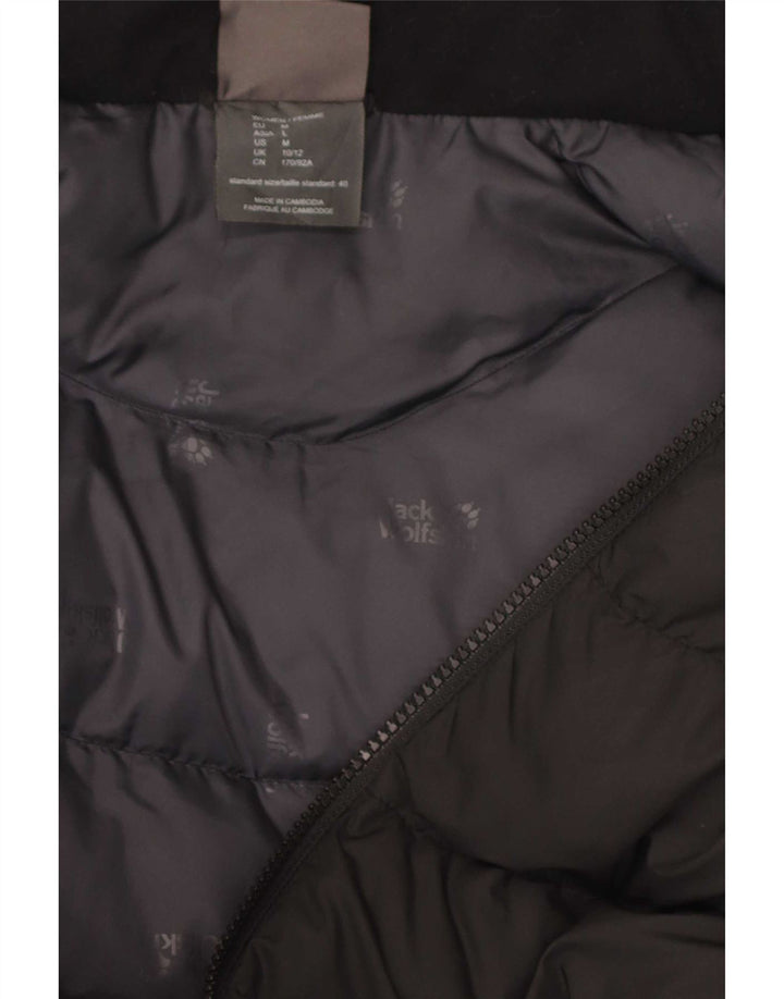 Cappotto imbottito con cappuccio da donna Jack Wolfskin UK 10/12 poliestere nero medio