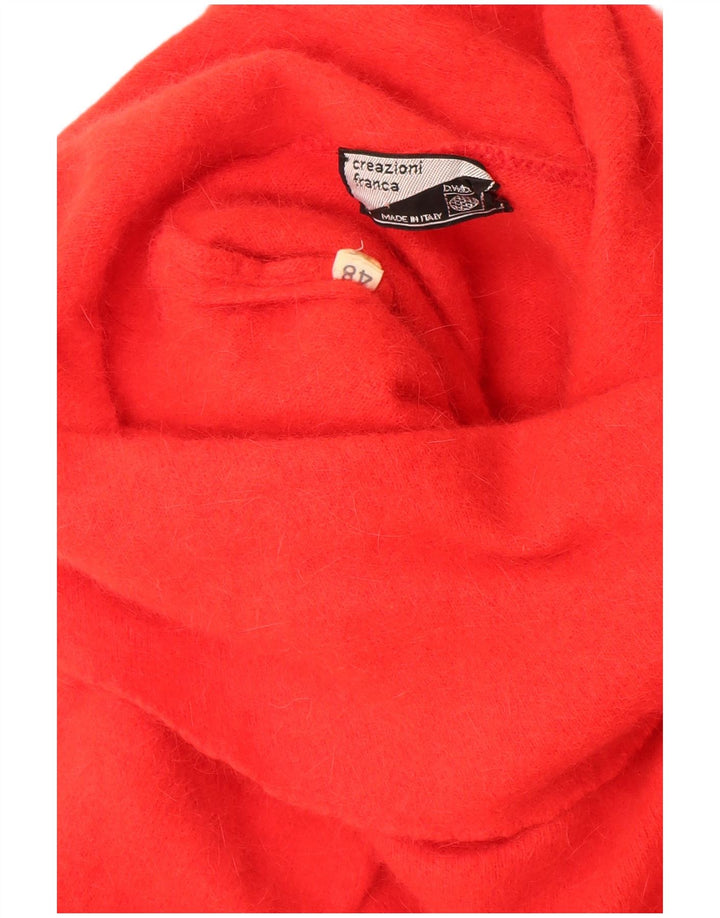 Maglione corto da donna vintage con collo alto IT 48 XL rosso