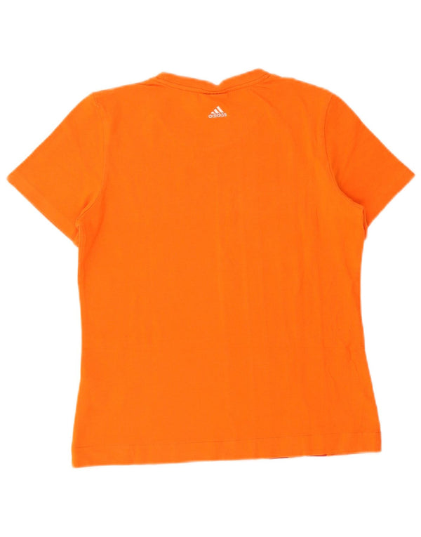 T-shirt grafica da donna Adidas Top UK 12 cotone a righe arancione medio