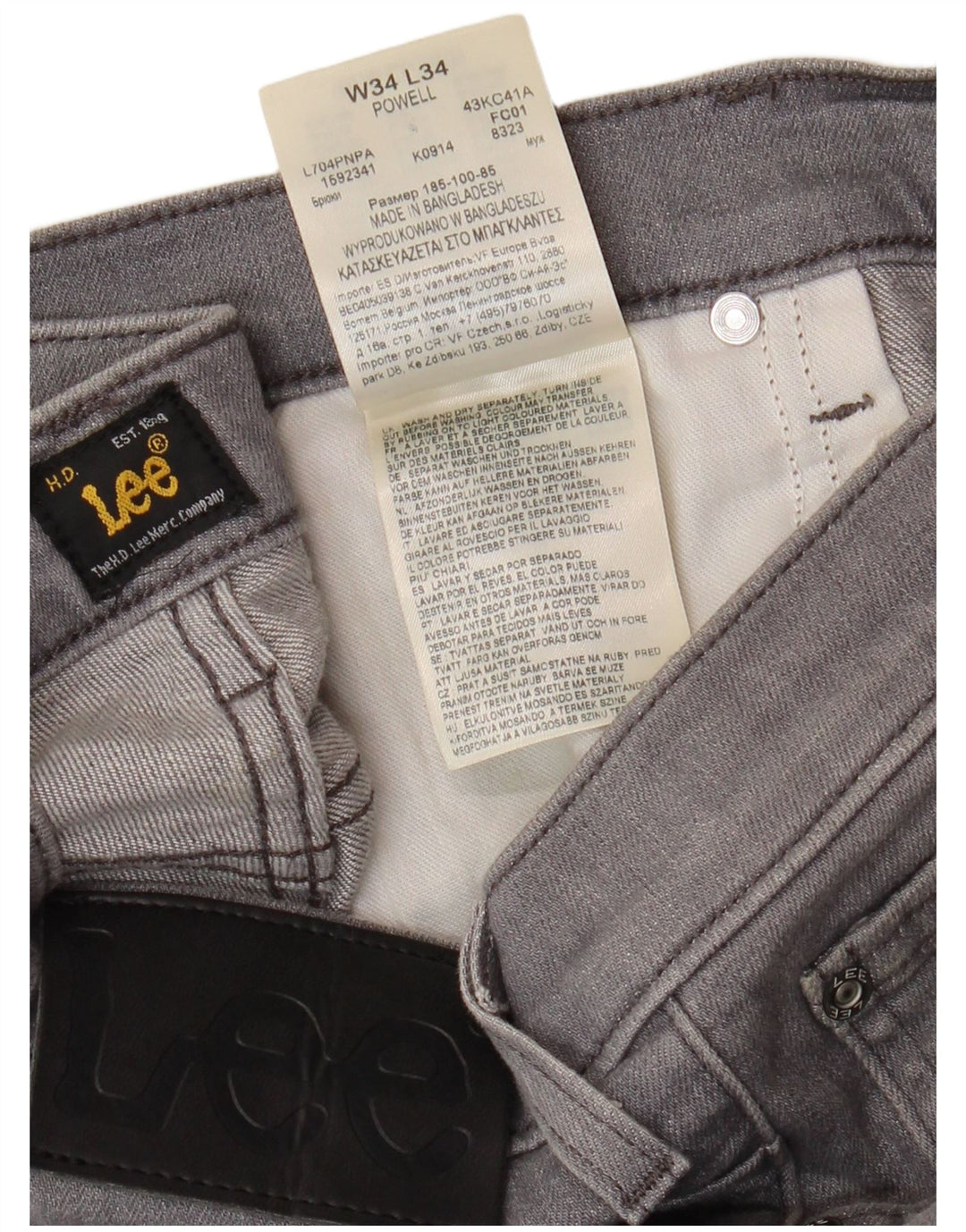 Jeans LEE Powell Slim da uomo W34 L34 in cotone grigio