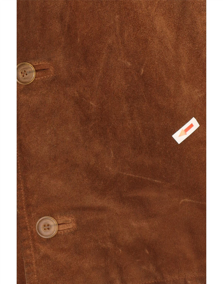 Giacca vintage in pelle scamosciata da uomo IT 54 2XL in pelle marrone