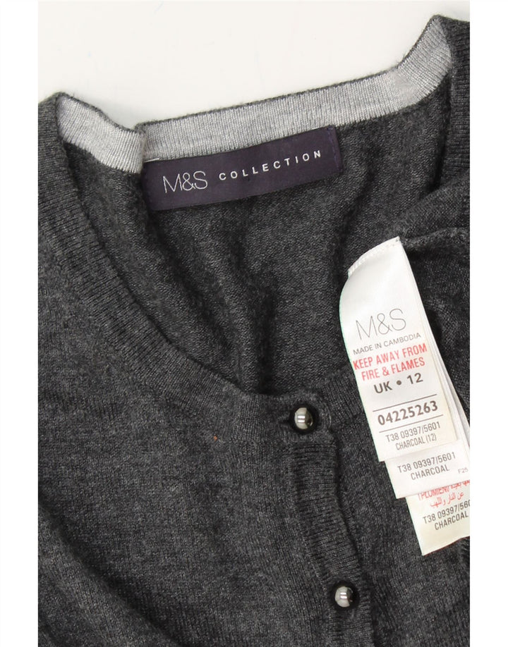 MARKS & SPENCER Womens Cardigan Sweater UK 12 Medium Grey Viscose Vintage Marks & Spencer and Second-Hand Marks & Spencer from Messina Hembry 