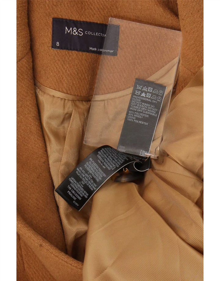 Cappotto doppiopetto da donna Marks & Spencer UK 8 piccolo poliestere beige