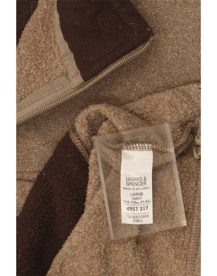 Giacca in pile da uomo Marks & Spencer UK 40 Large Marrone Poliestere