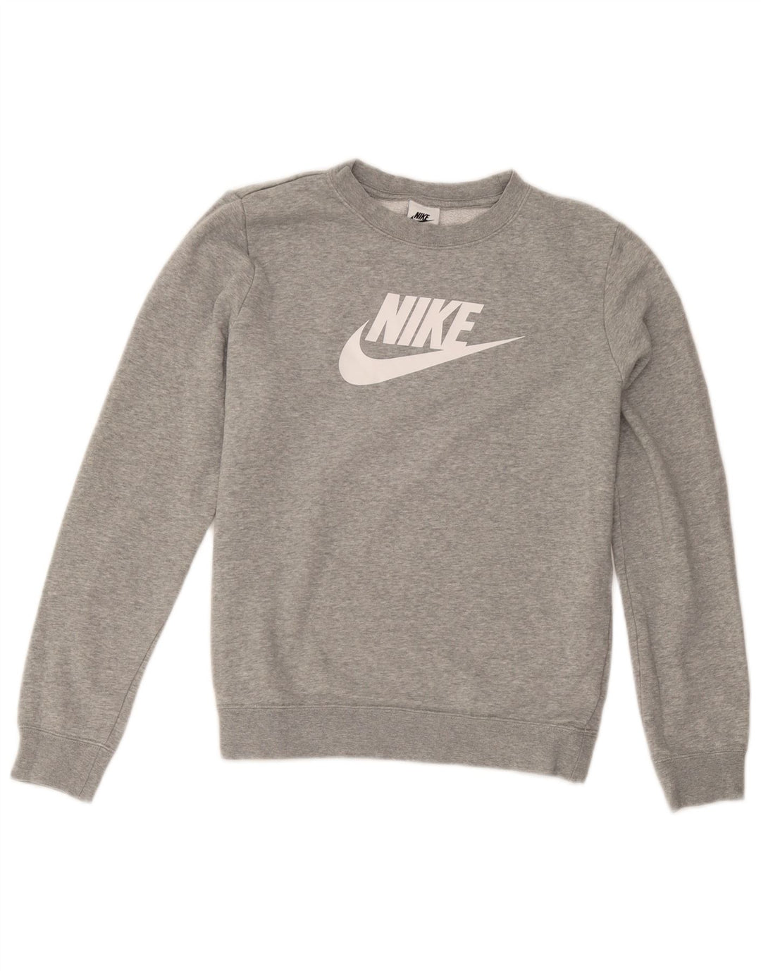 Felpa oversize con grafica Nike da donna, maglione UK 10, piccolo cotone grigio