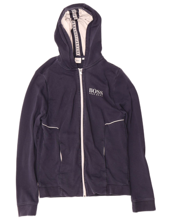 Maglione con cappuccio e zip per ragazzi Hugo Boss 15-16 anni cotone medio blu navy