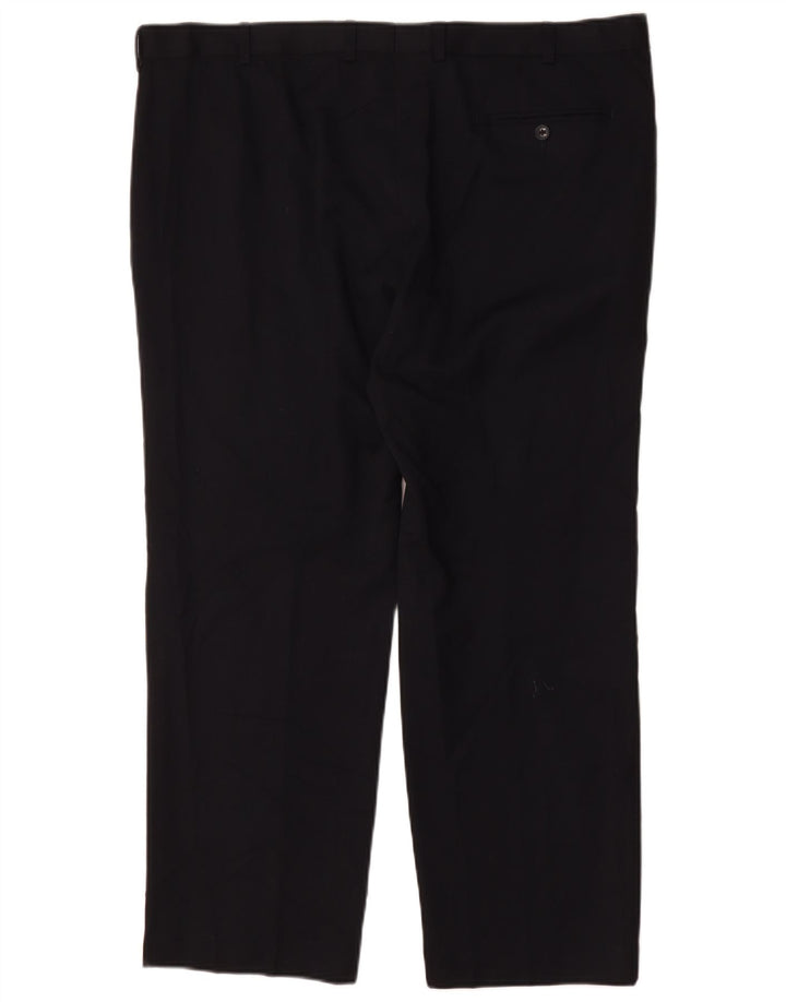Pantaloni da abito regolari dritti da uomo Marks & Spencer W42 L29 Blu Navy