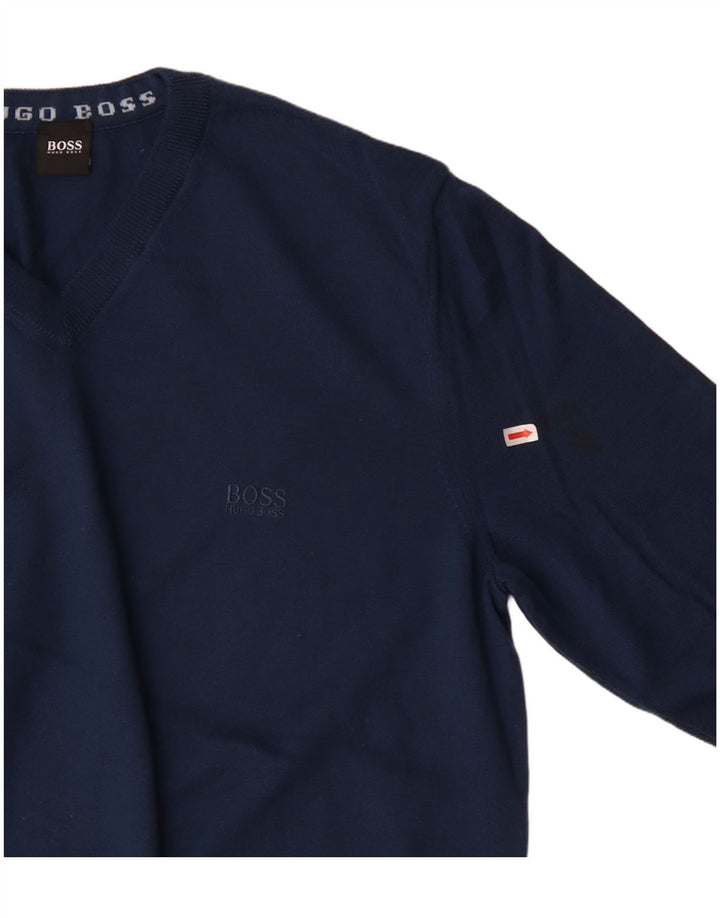 Maglione da uomo HUGO BOSS con scollo a V XL in lana blu navy