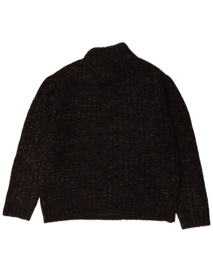 Maglione da uomo Marks & Spencer con zip e collo grande in lana screziata grigia