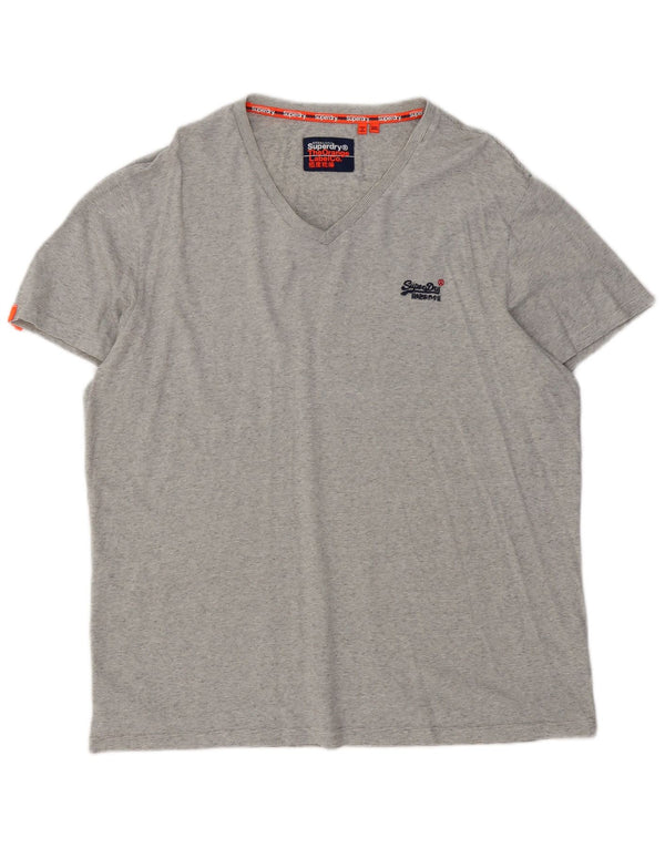 T-shirt da donna Superdry Top 3XL in cotone a righe grigie