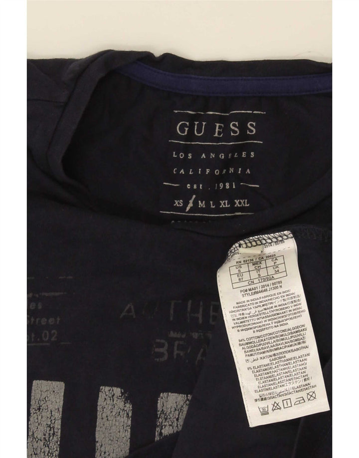 Guess T-shirt grafica da uomo Top Small in cotone blu navy