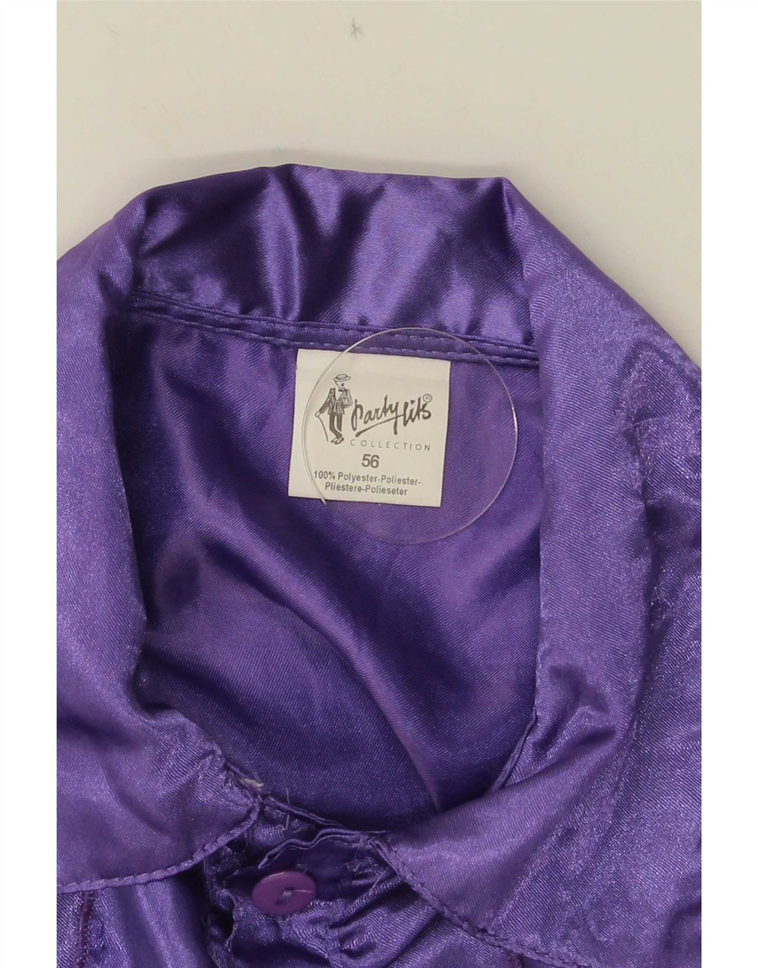 Camicetta vintage da donna con volant sul davanti IT 56 4XL Poliestere viola
