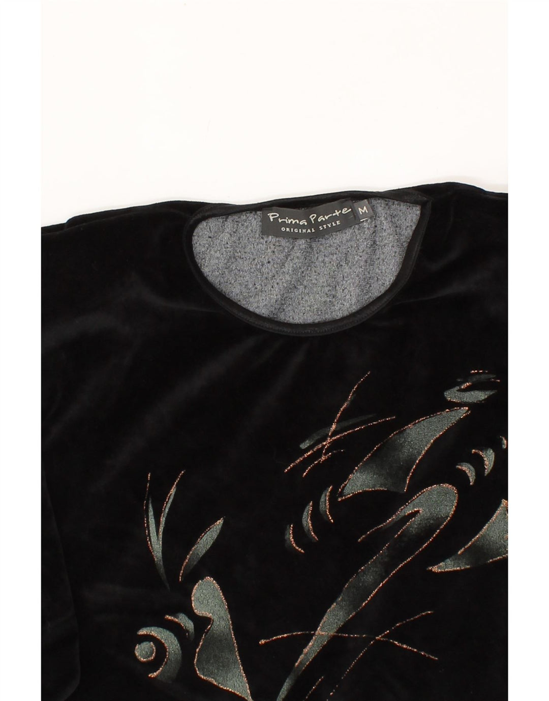 VINTAGE Womens Graphic Top Long Sleeve UK 14 Medium Black Cotton Vintage Vintage and Second-Hand Vintage from Messina Hembry 